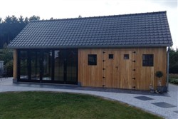 Eiken tuinhuis met schuifraam