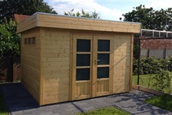 Tuinhuis met plat dak en dubbele deur