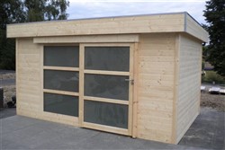 Standaard houten tuinhuis met plat dak