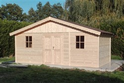Tuinhuis met zadeldak en kleine ramen